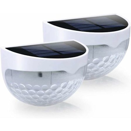 2-pack solcellslampor för staket, utomhus, vattentäta, med väggfäste, dekorativ belysning för trädgård, uteplats, gård, gångväg (vitt hölje, varmt 