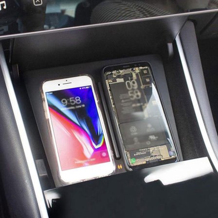 Qi trådløs hurtiglader bilmatte Dobbel hurtiglader Passer for Tesla Model 3