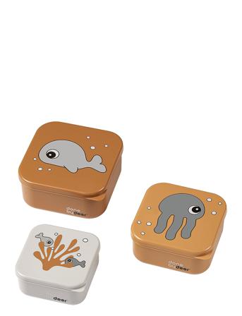 Snack Box Set 3 Pcs Sea Friends Home Meal Time Lunch Boxes Oransje D By Deer