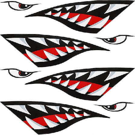 4 Stk. Hajtand Mund Kajak Mærkat Reflekterende Grafisk Mærkat Klistermærke Kano Kajak Fiskeri Surfbræt Mærkat-