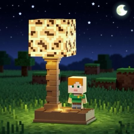Sengelampe med Minecraft-tema TNT-natlampe inspireret af Minecraft Byggeklodslampe i Minecraft-stil Stemningsfuld bordlampe