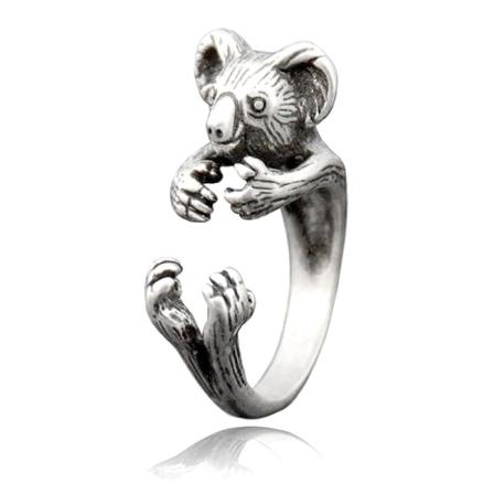Ring Koala Djur Justerbar Djurälskare Australien Animal Ring Silver