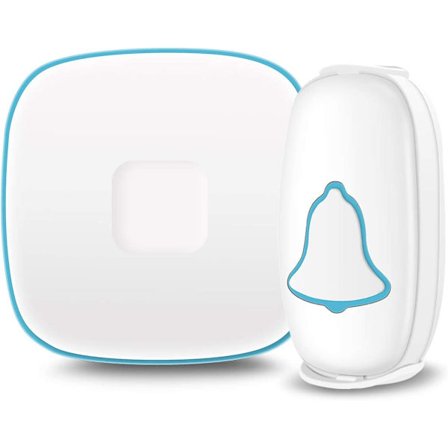 Trådløs Dørklokke, (Hvid) Vandafvisende Dørklokke, Nem Installation, Op