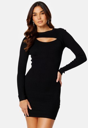 ONLY Liza L/S Peek-A-Boo Dress Black Klær