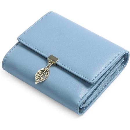 Vaaleansininen - PU-nahkainen herkkä lehden riipus kolikkopussi naisille