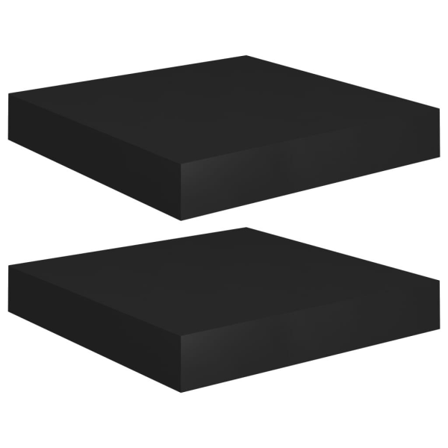 Vidaxl Svävande Vägghyllor 2 St Svart 23x23,5x3,8 Cm Mdf Svart