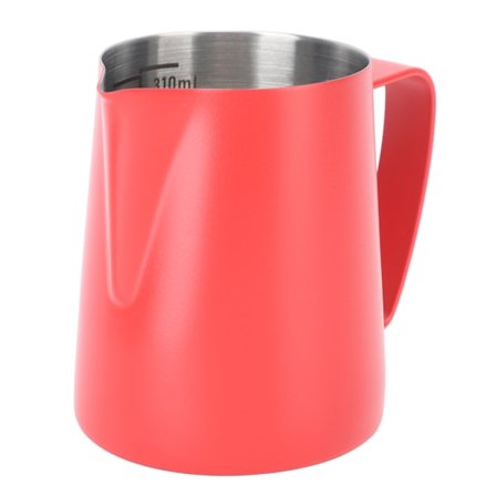 Mjölkkanna Spetsig Mun Skummande Kaffe Skummare Kruka 310ml 304 Rostfritt Stål med Inre Skala Röd