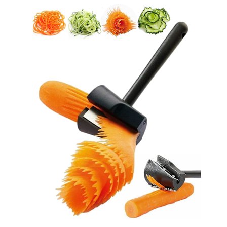 Gulerods Krummel- og Skræller, Sort Gulerodsspiral Skærer Rodfrugter Frugt Skærer Slibning Garnitureværktøj