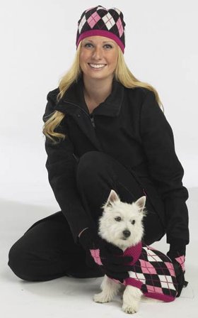 East Side Collection - Andover Argyle Hat and Gloves Owner Set - Rosa- Hundhalsband