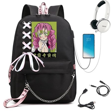 Demon Slayer Anime Skolesekk Bærbar Fottur Herre Oppbevaringsvesker Dame Casual Shopping Bag 2023 Ny Kanroji Mitsuri Ryggsekk~05980
