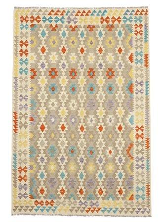 Oriental Kilim Afghan Old Style Rug 200X294 Orange/Brown Wool, Afghanistan