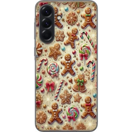 Kompatibelt Mobildeksel til Samsung Galaxy A56 Julmotiv med pepperkaker, polkagriser og fargerike julegodteri