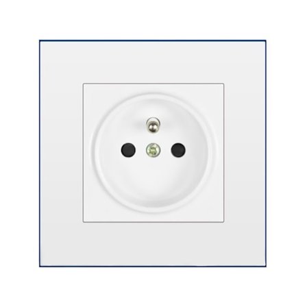 EU Uttag 16A Rund Franskt Uttag 2 Hål 2P+E Vit Panel Typ 86