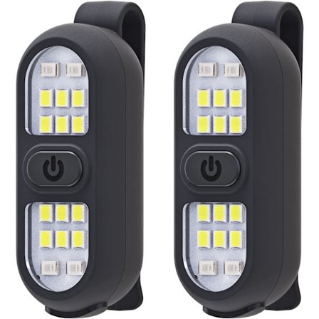 Løbelygte USB-C Genopladelig, 3 tilstande Opgraderet 2-brugs Clip-on lygte, Vandtæt Kompakt LED lommelygte til arbejde, cykling, løb