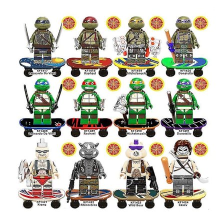 12 kpl Teenage Mutant Ninja Turtles -sarjan minihahmoa koottu rakennuspalikka lapsille lasten syntymäpäivälahja