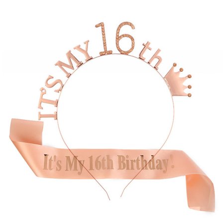 Fødselsdagshårbåndssæt ("Det er min 16. fødselsdag"), Gylden R