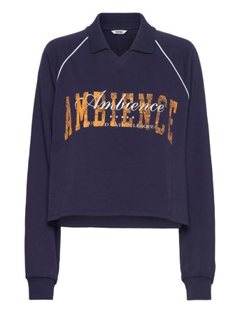 Monki Sporty Boxy Terry Sweatshirt - Navy - XXS