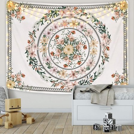 Mandala Blomster Natur - Vægophæng - 200x150 cm - Stort Vægophæng