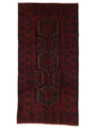 Tappeto Orientale Beluch 149X296 Nero/Rosso Scuro (Lana, Afghanistan)