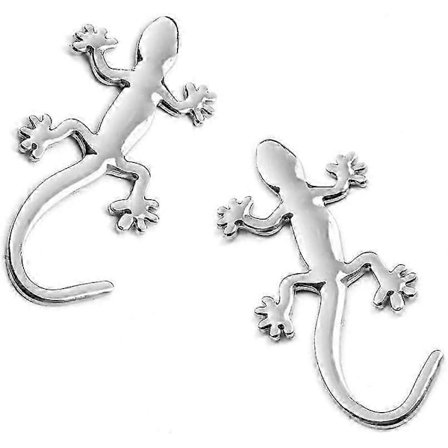3D Metal Gecko Logo Bilmærke Emblem Klistermærke Solid Bilmærke Klistermærke til Bil Dekorativt Tilbehør Styling Universal 2 stk (Sølv)