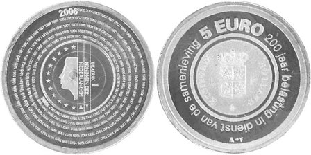 Holland 2006 - Skattevæsen 200 år - 5 Euro sølvmønt