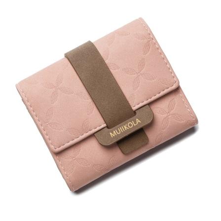 Lommebok for kvinner med RFID-blokkering, 100 % vegansk skinn, liten lommebok for kvinner med 5 kortspor og 1 ID-vindu, rosa Pink