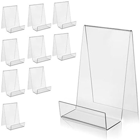 Akryl Bogstativ med Klar Staffeli Stativ til Visning af Bøger, Musikark, Kunstværker, Cd'er, (5Store + 5Små)