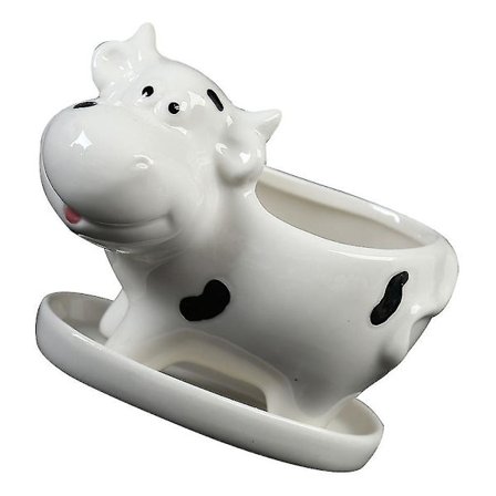 Simulert ku-blomsterpotte i keramikk, keramikkpotte (1 stk)