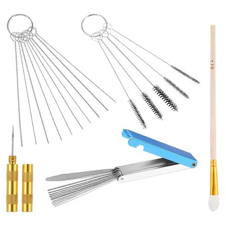 Kaasuttimen puhdistussarja, kaasuttimen suuttimien puhdistustyökalu moottoripyörälle, mönkijälle, mopolle, hitsauslaitteelle