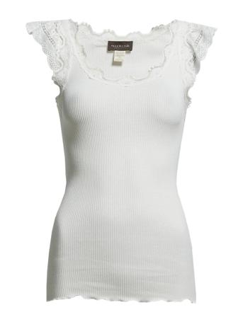 Silk Top W/ Lace T-shirts & Tops Sleeveless Valkoinen Rosemunde