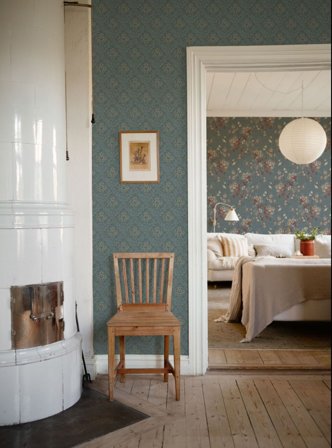 Duro Tapet, Gysinge II 098-03 Gammalsvenska Papper, L, Blå, Färg & tapeter