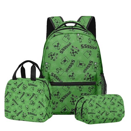 3D Nyt Produkt Minecraft Primær- og Sekundær Skole Rygsæk Madpakke Taske Dobbelt Lag Penalhus Tre Delt Sæt