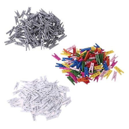 100 små träklämmor, 25 mm, naturliga, för fotopapper, klädnypor, hantverk, dekoration