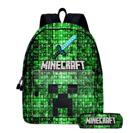 Rygsæk til drenge børn sort Minecraft Gamer taske skoletaske One Size V