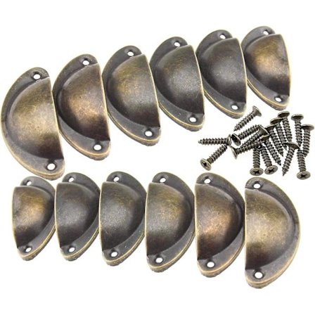 12 stk. Retro Halvmåne Skuffetræk Køkkenskab Dørhåndtag Bronze