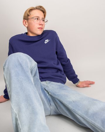 Nike K Nsw Club Flc Crew Ls Lbr Blau Pullover Jungen - Kids Brand Store