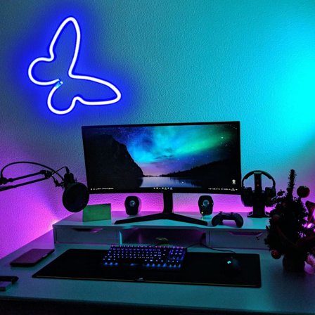 Narasios Butterfly Neon Logo Butterfly Soverom Vegg LED 2 Stykker Universitet