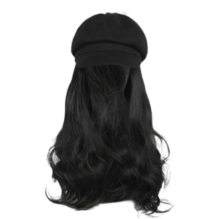 Hår Extensions Beret Hat Teenagere Hovedbeklædning Newsies Hat til Rejse Fotorekvisitter Åndbar Beret Hat Bølget Langt Hår Style 1