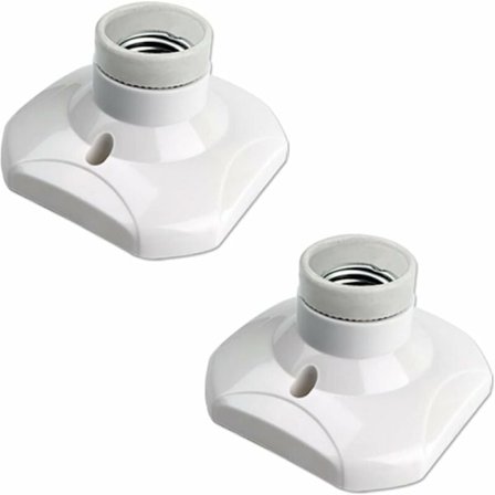 E27 skruvsockel för taklampa för inomhusvägglampa, plastbas, 2-pack