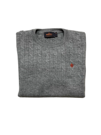 Grå kabelstickad tröja Morris XS