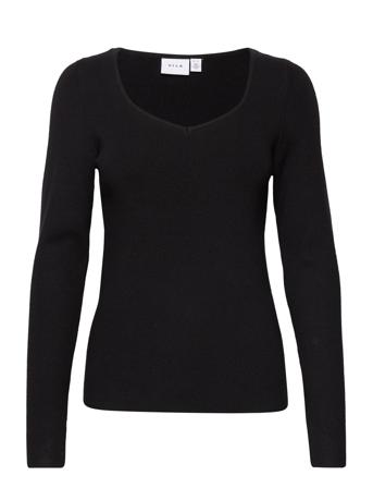 Vicosy L/S Square Neck Pullover Bf Pullover Svart Vila