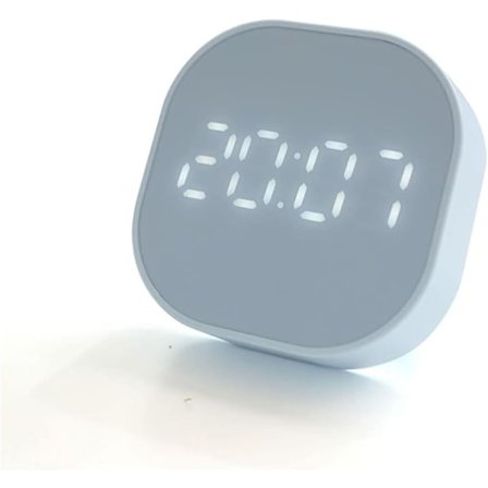 1 stk. LED multifunktionelt lille vækkeur, lydløs belysning elektronisk bordur (blå)