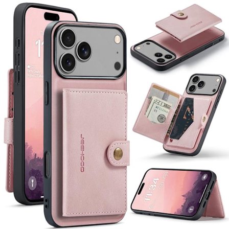 JEEHOOD iPhone 17 Pro Max Mobilskal KonstLäder Plast - Rosa