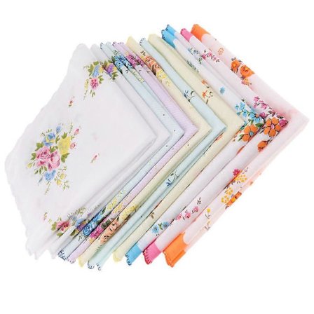 10 stk. Vintage blomsterprint bomuld lommetørklæde lomme Hanky Bulk sæt til kvinder (FMY)