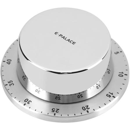 60 Minutters Mekanisk Kjøkkentimer med Magnet Alarmlyd Rustfritt Stål og ABS for Kjøkken (Sølv)