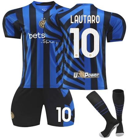 Inter Milan 2024-2025 sesongens hjemmedrakt for barn nr. 10 Lautaro- Perfet M