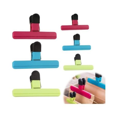 Poseklemmer, 6 stk. Madpose Lukke Klemmer 3 Farver 2 Størrelser Plastik Madpose Klemme til