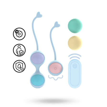 Vibrating and 5 Weight Interchangeable Kegel Kit with RC - Purple - Vuxen.dk: For hende