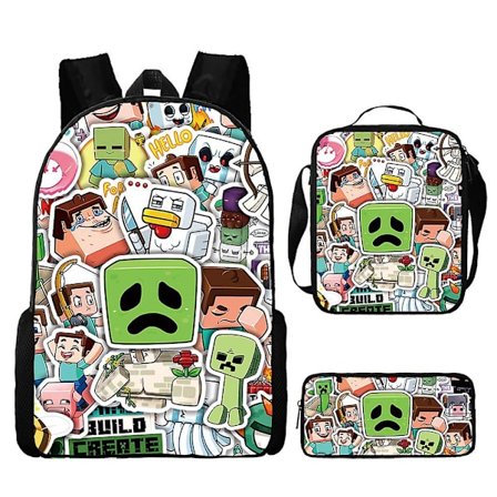 Minecraft Skolerygsæk Min Verden Spil Omgivet Rygsæk Tresæt