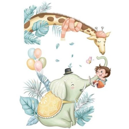 Dekoration klistermärken med tecknade djur, väggklistermärken för barnrum